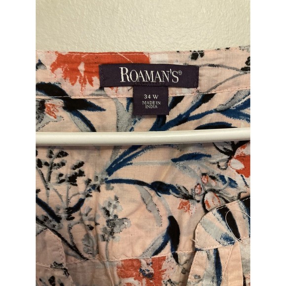 Roaman's Women's NWOT Pink Floral Button Down Long Sleeve Top Plus Size 34W 6X - Picture 7 of 15